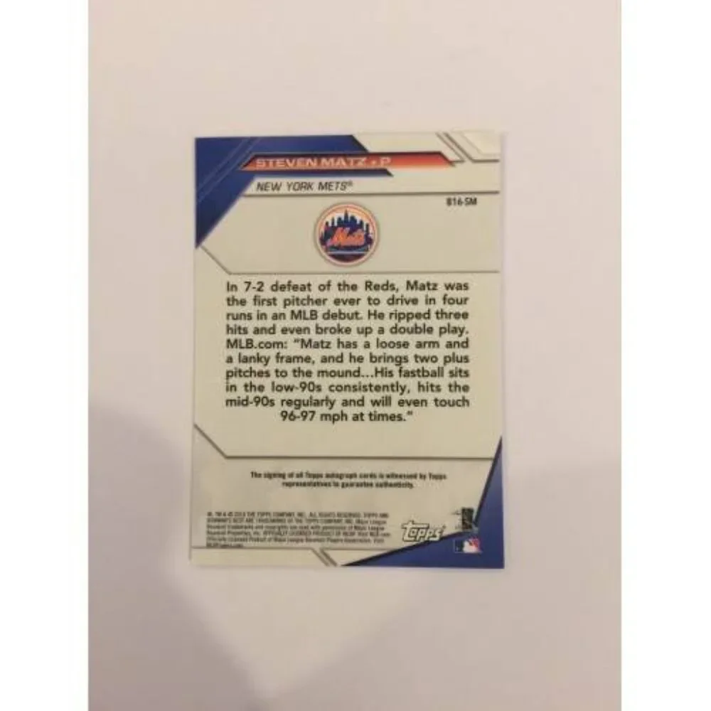 2016 Bowman's Best On-Card Auto Steven Matz #B16-SM Mets (037)